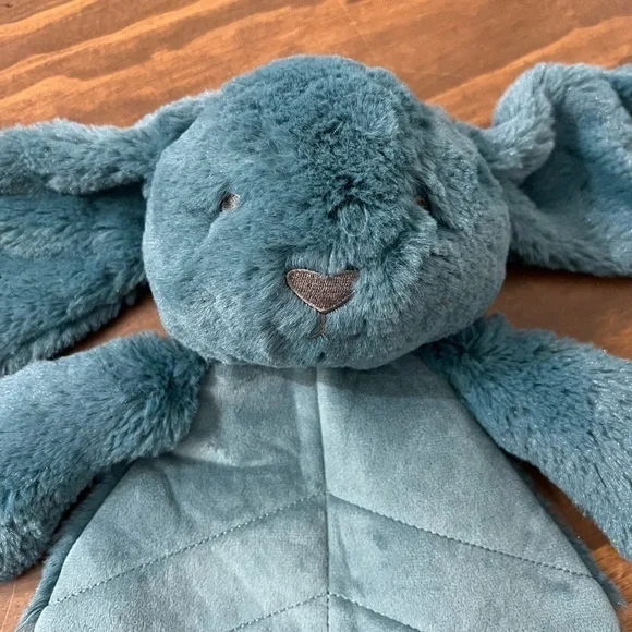 O.B. Designs Banjo Bunny dark teal/blue Plush Lovey Blankie toy Easter NWOT - Picture 6 of 10